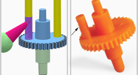 Plastic part with pin gate